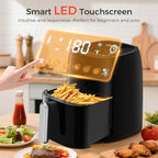 OSTBA 4.5QT Air Fryer with Tempered Glass LED Touch Screen, 6 Presets One-Touch Cooking, Adjustable Temp & Time, Dishwasher Safe Nonstick Basket, Oil-Free Healthy Cooking, 1–4 People