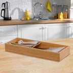 Bamboo Silverware Drawer Organizer, Kitchen Cutlery Tray,Utensil Holder for Spoons, Forks, Knives in Kitchen
