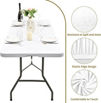 10 Pack Stretch Fabric Table Top Cap Cover, fits 8' Tables, Spandex Table Covers Washable Elastic Rectangle Tablecloth Protector for Indoor Outdoor Party Picnic Wedding, White, 30" W x 96" L