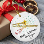 Customized Trombone Musical Player Ceramic Ornament with Name Text Year, Personalized Hanging Xmas Tree Ornaments Gift for Trombonist Daughter Son Brother Sister Friends, Trombone Instrument Ornament