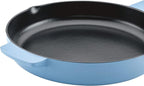 KitchenAid Enameled Cast Iron Frying Pan/Skillet with Helper Handle and Pour Spouts, 12 Inch, Blue Velvet