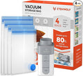ETENWOLF 4 Pack Vacuum Storage Bags with Rechargeable Wireless Pump, Vacuum Seal Bags for Clothes and Travel, Space Saver Bags in Multiple Carry-On Sizes, Perfect for Luggage and Suitcases