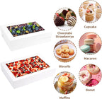 12pcs 19x14x4 inch Cake Boxes with Window，White Rectangle Sheet Large Bakery Boxes for Pastry Dessert Cake, Cupcakes Donuts Cookies Pie Treat Packaging