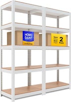 HOMEDANT House 5 Tier 24.4" W Laminated Metal Shelving Unit Adjustable Storage Utility Rack Heavy Duty Shelves Organization Multipurpose Shelf Kitchen Garage Pantry Closet 2 Pack