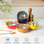 KitchenTour Cereal Bowls Set of 6, 26 oz Ceramic Soup Bowls for Kitchen, 6.4 Inch Colorful Serving Bowls for Oatmeal, Salad, Pasta, Dessert - Microwave & Dishwasher Safe