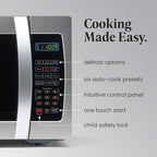 Farberware Countertop Microwave Oven 1000 Watt Power Auto Cook Settings, Defrost, Easy Clean and Child Safety Lock, 1.3 Cu. Ft, Stainless