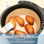 100PCS Air Fryer Paper Liners, Disposable Non-Stick Air Fryer Parchment Paper Fit 4-8QT Air fryer Basket Oil Resistant, Waterproof Baking Paper Roasting Microwave (Round,8 Inch)
