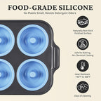 BRONYPRO Silicone Donut Pan for Baking with Metal Frame, 3.35 Inch Large doughnut pan,donut molds for baking Nonstick Non Toxic Bakeware for Oven,Blue