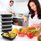 Meal Prep Containers Reusable 38oz - Food Prep Containers with Lids 50 Pack, Disposable To Go Food Containers, Leakproof, Stackable, Takeout, BPA-Free, Microwave/Freezer Safe