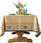patdrea Designer French Small Rectangular Tablecloth,Beige Anti-Wrinkle Durable Floral Farmhouse Table Cloth,Decor Tables Covers for Kitchen Dining,Tea Party,Christmas,Thanksgiving,55"x71"-Fram