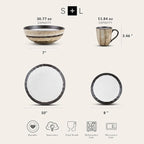 Stone Lain Lucy Porcelain 16-Piece Round Dinnerware Set, Beige