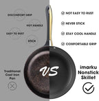 imarku Non Stick Frying Pans, Cast Iron Skillets 2Pcs - 8 inch & 12 Inch Nonstick Frying Pan, Long Lasting Frying Pan Set, Professional Frying Pans Nonstick Oven Safe Pan, beat Gifts for Women Men