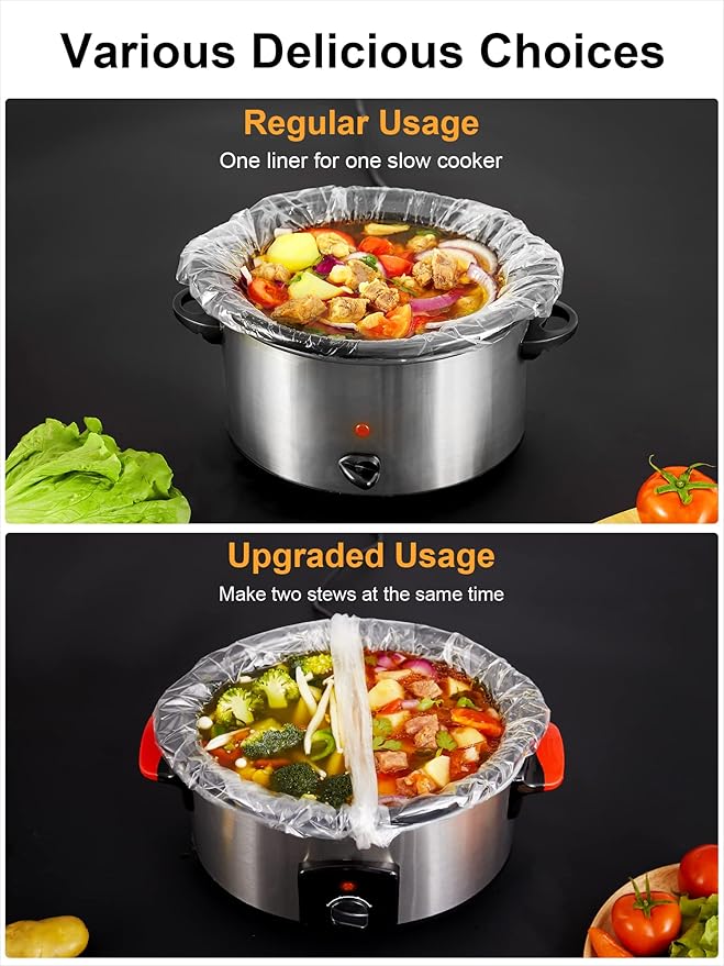 SMARTAKE Slow Cooker Liners, Large Size 13"x 21" Disposable Cooking Bags, Fit 3QT to 8QT for Slow Cooker, Cooking Trays, Suitable for Oval & Round Pots, 30 Liners