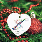 Customized Name & Year Flute Christmas Ceramic Ornament Gifts for Flutist, Flute Musician Christmas Ornaments Tree, Personalized Musical Instrument Lover Ceramic Keepsake 2025, Flutist Ornament Xmas