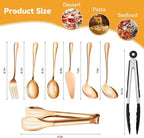 Rose Gold Serving Utensils Set Stainless Steel, Large Metal Serving Spoons, Slotted Spoons, Forks, Tongs, Soup and Skimmer Spoon, Cake Server serveware for Partie, Buffet, Catering, Entertaining 15pcs
