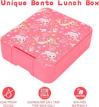 Bento Lunch Box Set for Kids with 10oz Soup Thermo, Leak-Proof Lunch Containers with 4 Compartment, Kids Thermo Hot Food Jar and Insulated Lunch Bag for Kid to School,BPA-Free(Mermaid)