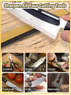 11PCS Diamond Sharpening Stones Set, Kalolary Titanium Coated Grinding Sharpener Plate Diamond Knife Sharpener with Non-slip Base, Honing Rod & Angle Guide for Outdoor Kitchen Knife Tools (9 Grits)
