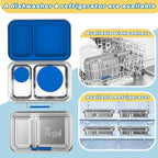 Bento-Style Stainless Steel Lunch Box -2 Compartment Stainless Steel Lunch Box - 2 Containers for Kids & Adults Dishwasher Safe Steel Lunch Boxes for kids
