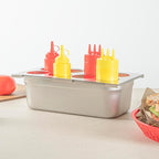 Restaurantware Squeeze Bottle Template Pack of 1 Stainless Steel 8 Hole Holder Top, 2.5" Diameter Fits 1/3 Size Food Pans, Dishwasher Friendly Integrated Lip Design Holder Top for Condiment Bottles