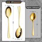 4 Piece Stainless Steel Serving Spoon Set - 2 Large, 2 Slotted,Dishwasher Safe,10-Inch,Gold, for Parties/Kitchen/Buffet/Catering