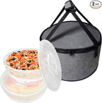 Aufind 12" 2 Pack Pie Carrier with Lid and Insulated Food Carrying Case Bag, Reusable Food Storage Containers for Pies, Cheesecake, Pizza, Nuts Fruit Perfect Gifts