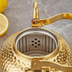 SANQIAHOME Antique 1.5L (50Oz) Stainless Steel Teapot with Infuser Gold