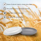 12 Pcs Unbreakable Deep Dinner Plates Set, 9 inch Reusable Plastic Wheat Straw Plates, Microwave and Dishwasher Safe Plate for Kitchen, Lightweight Plate for Dessert, BPA Free, White Gray