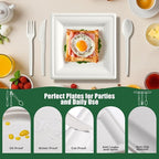 100% Compostable Paper Plates, and Biodegradable Set Includes Forks Spoons and Knives Perfect for Eco Friendly Parties and Gatherings（White 300pcs)