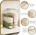Rice Dispenser 22Lbs, Slim Rice Storage Container for Small Space, BPA-Free Clear Dry Food Dispenser Sealed Moisture Proof, Grain&Cereal Storage Bucket for Kitchen Pantry Household,Green
