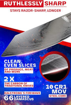 Dalstrong Chef Knife - 9.5 inch - Firestorm Alpha Series - Premium 10Cr15CoMoV High-Carbon Steel - Traditional Japanese Wa Stabilized Wood & Resin Handle - Kitchen Knife - Chef's Knife - w/Sheath
