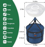 Aufind 12" 2 Pack Pie Carrier with Lid and Insulated Food Carrying Case Bag, Reusable Food Storage Containers for Pies, Cheesecake, Pizza, Nuts Fruit (Blue)