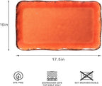 LEHAHA Melamine Serving Tray/Platters Set of 2, 17.5" x 10", 2-Piece Large Rectangular Melamine Platter Set for Serving Food, Orange