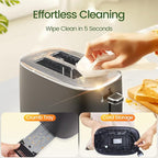 Topzee Toaster 2 Slice, Wide Slot for Toasting Bagel Muffin Waffle Gluten Free Breads, 7 Shade Settings, Defrost & Reheat, Stainless Steel, Easy Clean, Black