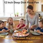 12 Inch Deep Dish Pizza Pan for Oven, 2 Pack Nonstick Round Heavy Duty Aluminum Pizza Baking Tray(4cm Deep), Restaurant Style Pizza Pan with Rolled Edge & Warp Resistant (Thickened Crisper Pan)