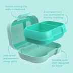 Bentgo Kids Snack - 2 Compartment Leak-Proof Bento Box Container for Snacks and Small Meals, Easy-Open Latch, Dishwasher Safe, BPA-Free for School, Daycare, & Sports - Ideal for Ages 3+ (Aqua)