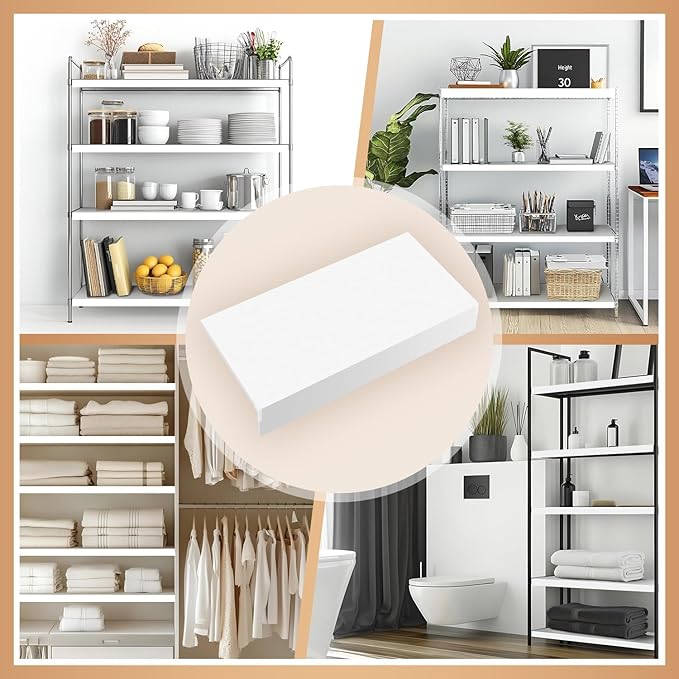 5 Pcs Wire Rack Covers 32x16x2.5 inch PVC Pantry Shelf Cover 0.31 inch Thick Removable Closet Wire Rack Shelf Covers,Decoration Kitchen Bathroom Office Shelving (Light Luxury White,32x16x2.5inch)