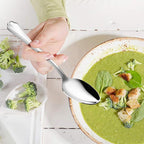 Dinner Spoons Set of 6, E-far 7.9 Inch Stainless Steel Soup Spoons Tablespoons for Home, Kitchen or Restaurant, Non-toxic & Mirror Polished, Scalloped Edge & Dishwasher Safe