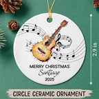 Custom Text Year Name Guitar Player Ceramic Christmas Ornament, Unique Guitar Instrument Ornament Gift for Guitarist Grandparent Dad Mom Brother Sister, Personalized Guitar Musical Ceramic Ornaments