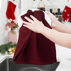 Homaxy 100% Cotton Waffle Weave Kitchen Dish Towels, Ultra Soft Absorbent Quick Drying Cleaning Towel, 13 x 28 Inches, 8-Pack, Burgundy