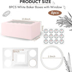 JCD 8 Packs Pink Bento Cake and Cupcake Box 5 Holes Fit 4 Cupcakes and 1 Mini Cakes Cupcake Combo Boxes for Party Bakery Supplies (Pink 1+4/8Pcs)