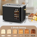 SEEDEEM Toaster 2 Slice, Touch Control Screen, Smart Stainless Toaster, 6 Shade Setting, 6 Bread Selection, Countdown, Removable Crumb Tray, 900W, Matte Black