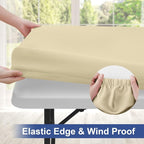 homing Rectangle Table Cloth Cover, Waterproof Polyester Elastic Fitted Tablecloth, Fits for 5 Foot Folding Tables, Washable Table Protector for Picnic, Camping, Outdoor (Champagne, 30" x 60")