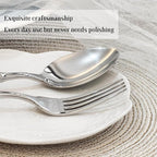 20-Piece Silverware Set with bamboo Handle,Stainless Steel Flatware Set, Modern Cutlery Set, Service for 4, Mirror Finish Dishwasher Safe