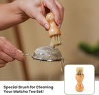 10 Pcs Matcha Whisk Set - 15 OZ Matcha Bowl with Spout and Whisk Holder & Measuring Cup - Bamboo Matcha Scoop and Spoon - Stainless Steel Sifter - Cleaning Brush - Matcha Kit for Japanese Tea Ceremony