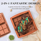1 Inch Chocolate Bar Mold Deep Dubai Stuffed Chocolate Molds Silicone Large Break Apart Silicone Molds (Mix,1 Pc）