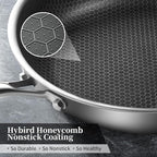 Innerwell 12 inch Tri-Ply Stainless Steel Frying Pan With Lid Large Nonstick Honeycomb Coatings Skillet for Eggs & Omelettes Non Toxic Healthy Omelette Pan Compatible W/All Cooktops