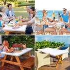 homing Rectangle Table Cloth Cover, Waterproof Polyester Elastic Fitted Tablecloth, Fits for 8 Foot Folding Tables, Washable Table Protector for Picnic, Camping, Outdoor (White, 30" x 96")