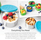 LunchBots Tiny Dips Condiment Containers - Set of 3 - Perfect Portion Cups - Spill Proof Lunch Box Sauce Container with Lid - Food Grade Stainless Steel - 1.5oz - Dishwasher Safe - Assorted Lids