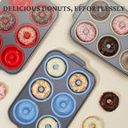 BRONYPRO Silicone Donut Pan for Baking with Metal Frame, 3.35 Inch Large doughnut pan,donut molds for baking Nonstick Non Toxic Bakeware for Oven,Blue