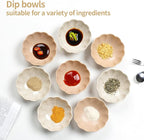Dipping Bowls Set of 8, Ceramic Soy Sauce Dishes, 3 oz Dipping Sauce Cups, chrysanthemum Round Small Side Dish Dishes for Dipping Sushi Tomato Soy Sauce Dish Condiment Finger Bowls